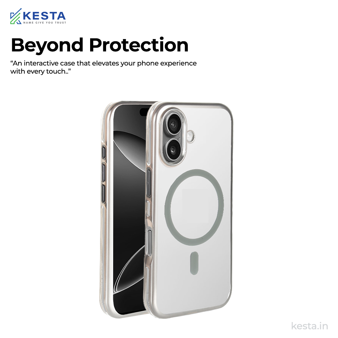 iPhone 16 Cover - Notify Popup Grey Transparent Case (Camera Sink Protection & Wireless Charging Optimized)
